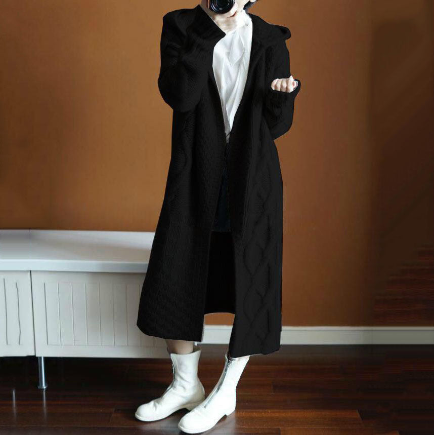 Ladies Thick knit cardigan with hood and great comfort Lune London