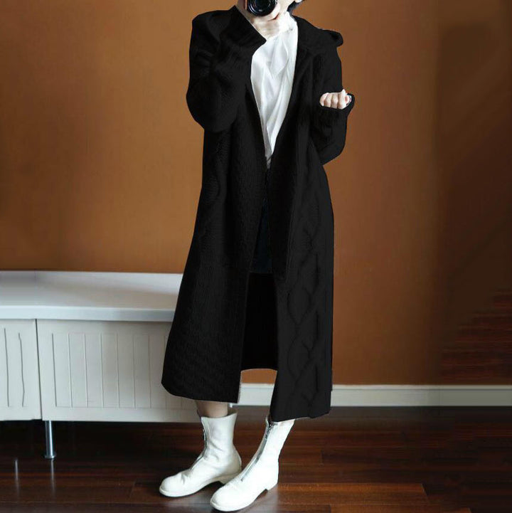Ladies Thick knit cardigan with hood and great comfort Lune London