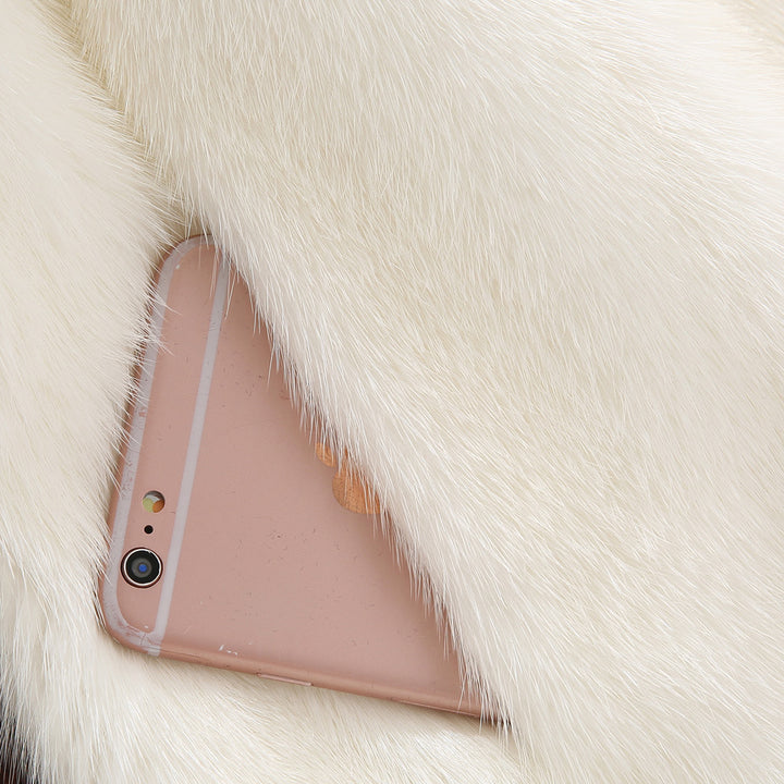 Women's faux fur coat with stylish hood and classic cut Lune London