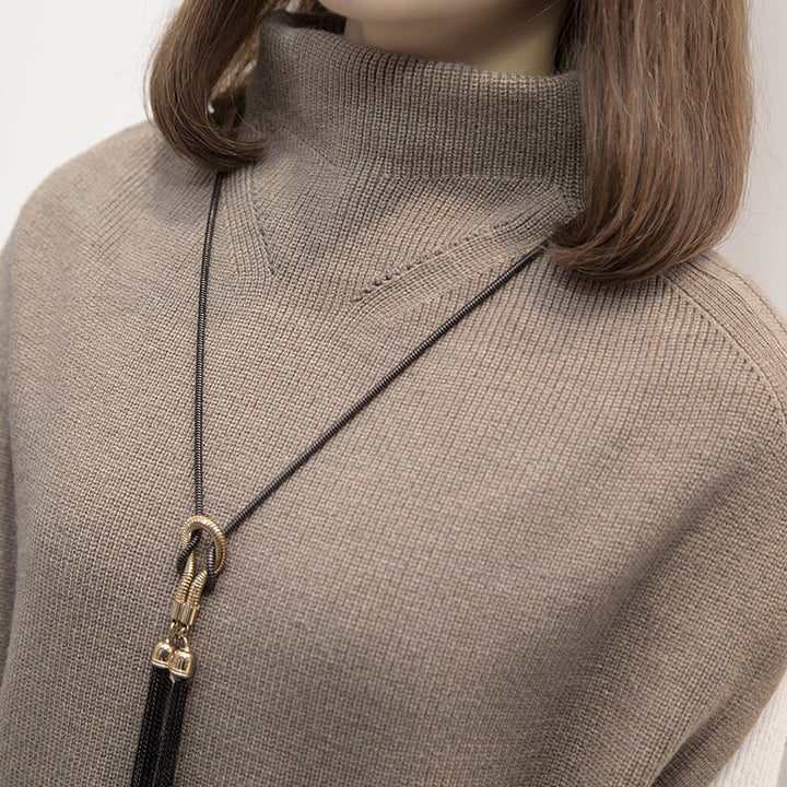 Manteau tricoté pour femme avec une ceinture à la mode et un col montant Chic & Stil