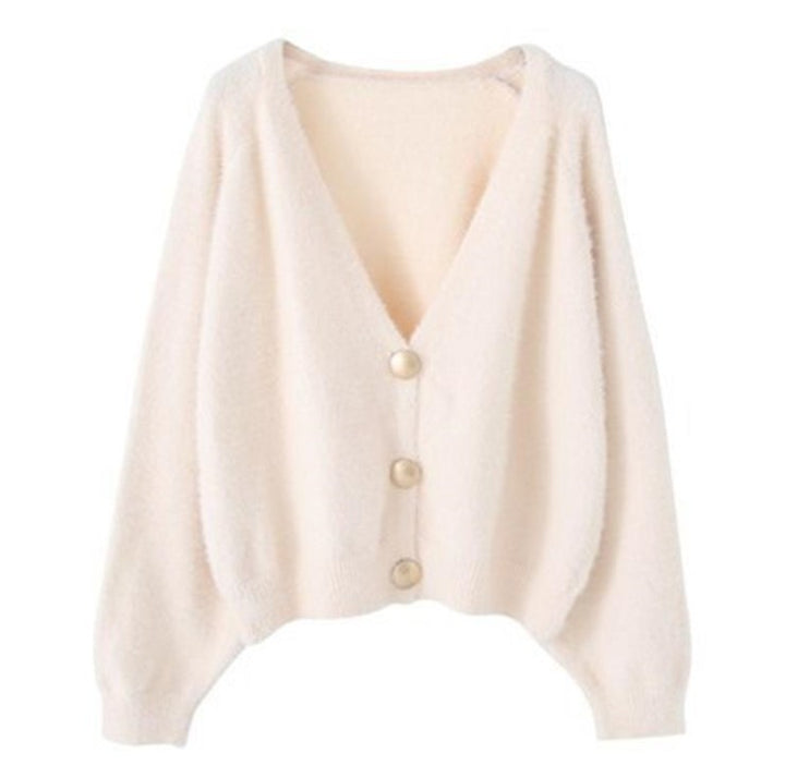Ladies Oversized Sweater with Big Buttons and Voluminous Sleeves Lune London