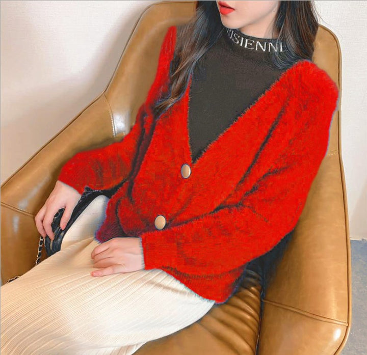 Ladies Oversized Sweater with Big Buttons and Voluminous Sleeves Lune London