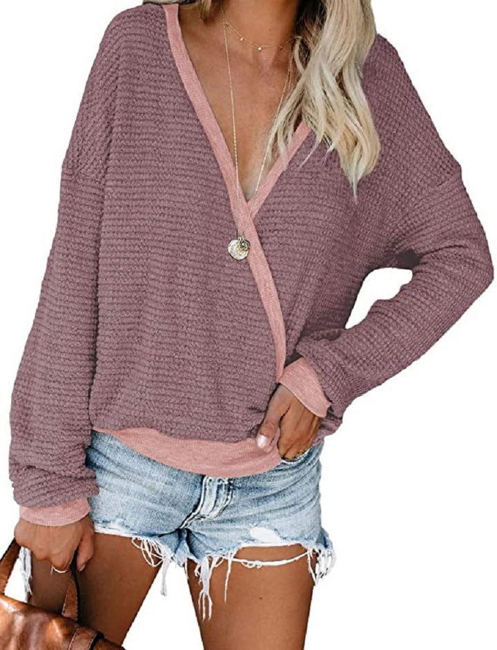 Casual women's sweater with deep V-neckline and relaxed fit Lune London