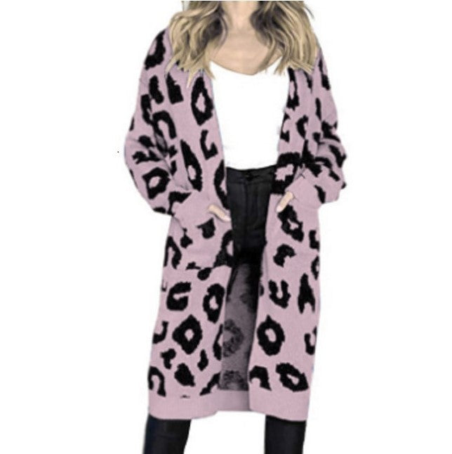 Cardigan en tricot épais pour femmes avec imprimé animal et poches pratiques Chic & Stil