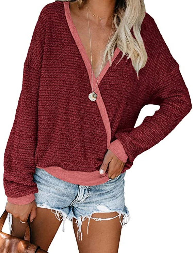 Casual women's sweater with deep V-neckline and relaxed fit Lune London