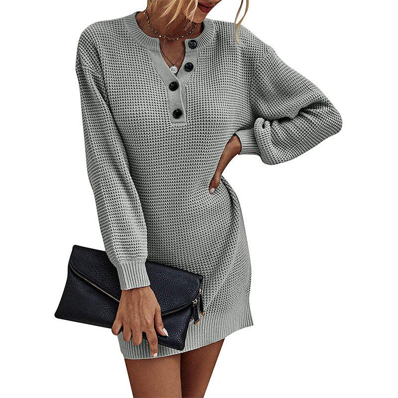 Knitted dress for women with button details and loose fit Lune London