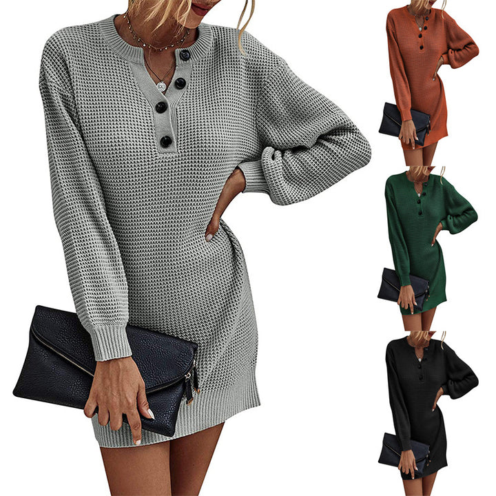 Knitted dress for women with button details and loose fit Lune London