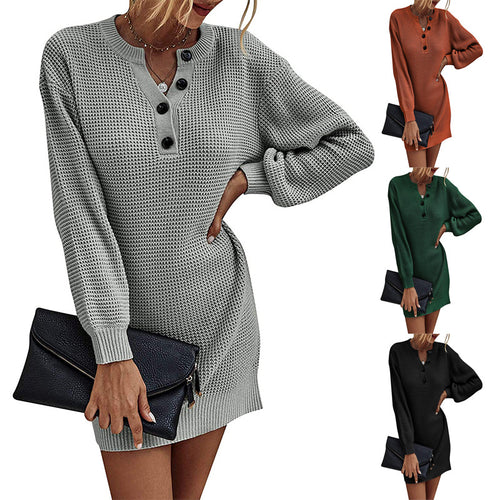 Knitted dress for women with button details and loose fit Lune London