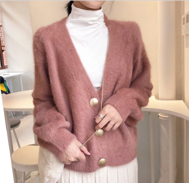 Ladies Oversized Sweater with Big Buttons and Voluminous Sleeves Lune London