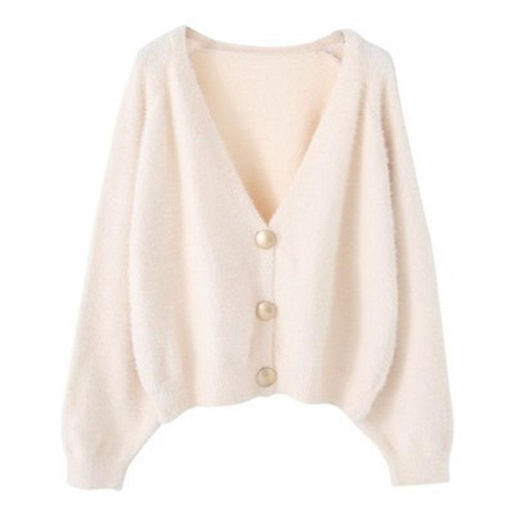 Ladies Oversized Sweater with Big Buttons and Voluminous Sleeves Lune London