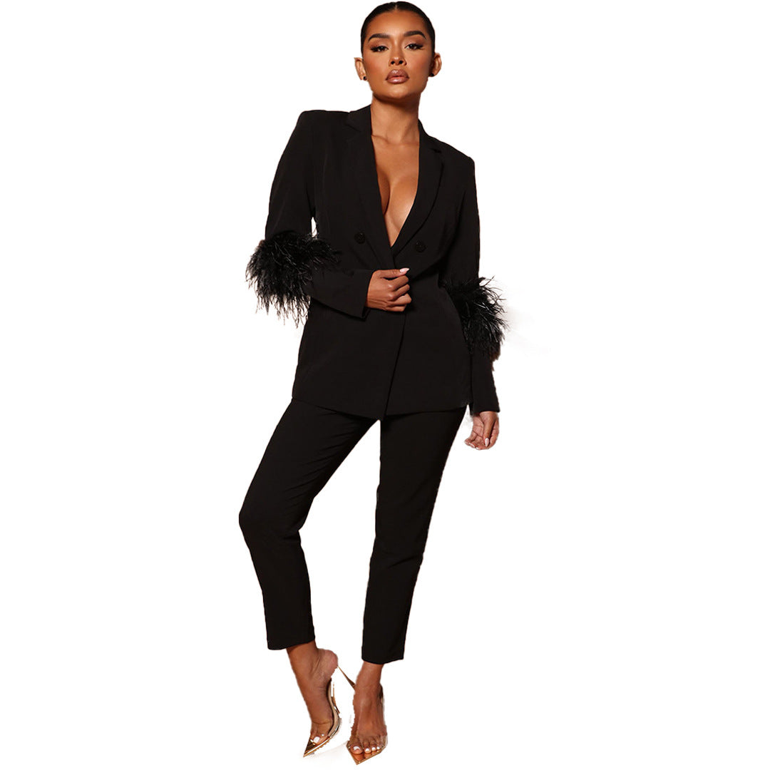 Lune London | Two-piece ostrich fur lapel for women