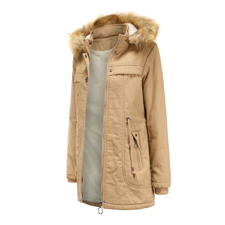 Ladies winter parka with removable hood and faux fur trim Lune London