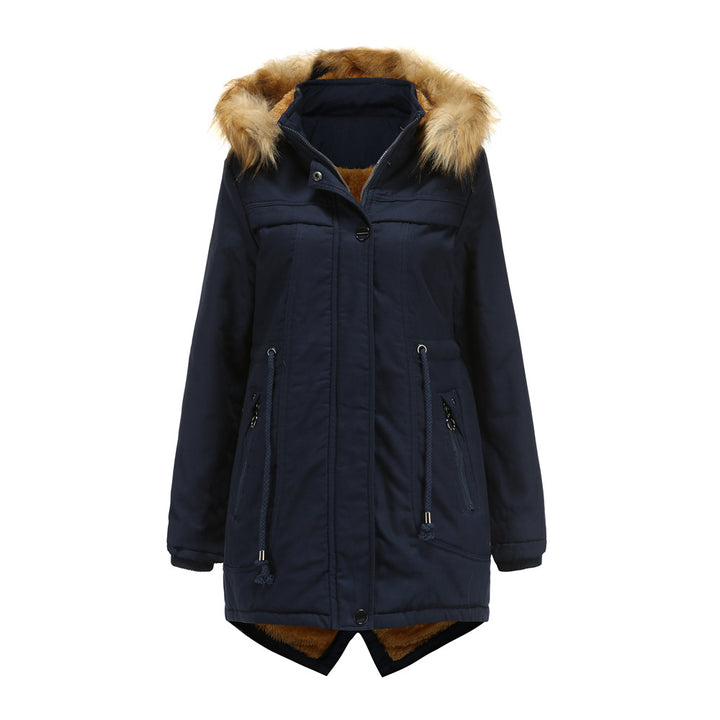 Ladies winter parka with removable hood and faux fur trim Lune London