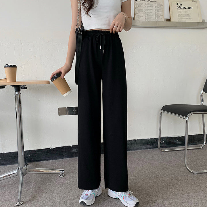 Women's Comfortable Jersey Pants with Elastic Waistband and Wide Cut