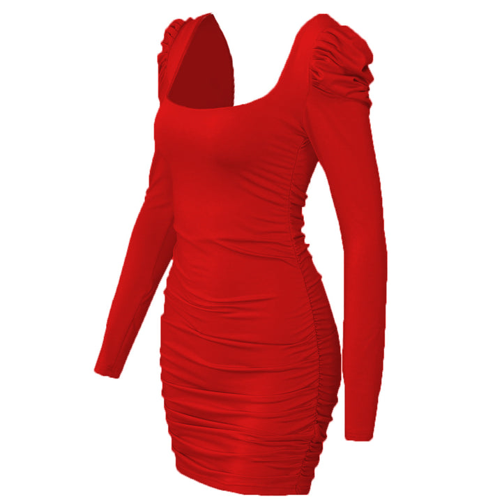 Women's Refined Mini Dress with Ruching and Balloon Sleeves Lune London