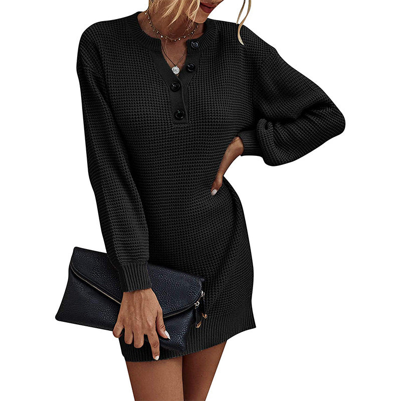 Knitted dress for women with button details and loose fit Lune London