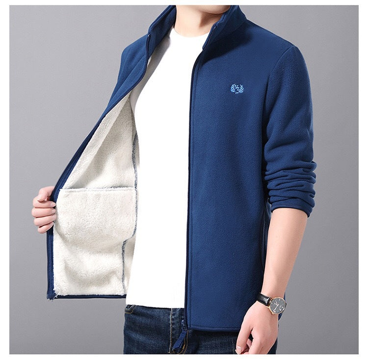 Fleece jacket for men with high collar and practical pockets Lune London
