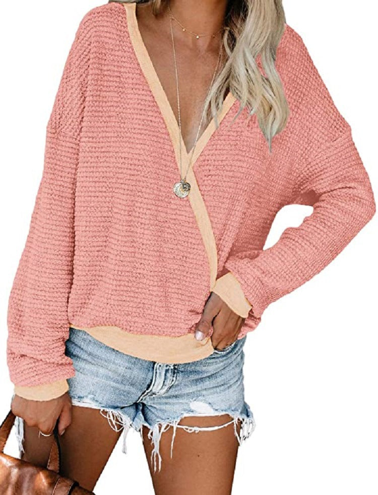 Casual women's sweater with deep V-neckline and relaxed fit Lune London