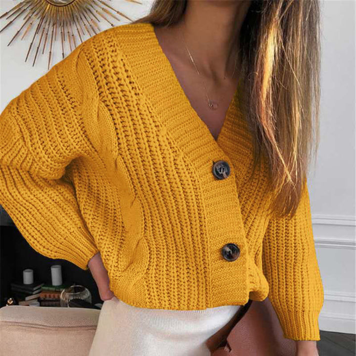 Oversized design women’s knit jacket with decorative buttons Lune London