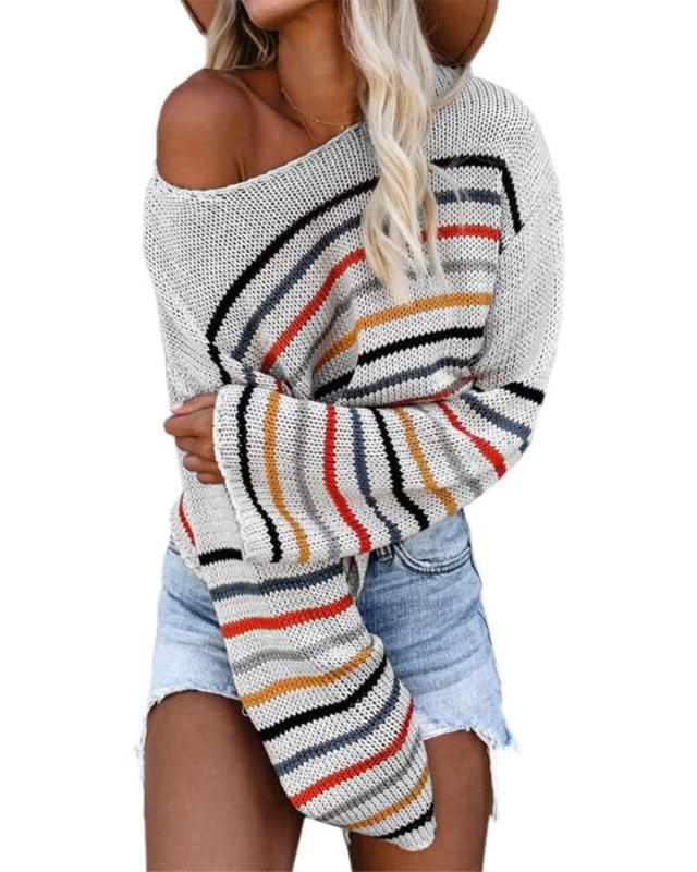 Casual cropped sweater for women with trendy striped pattern Lune London