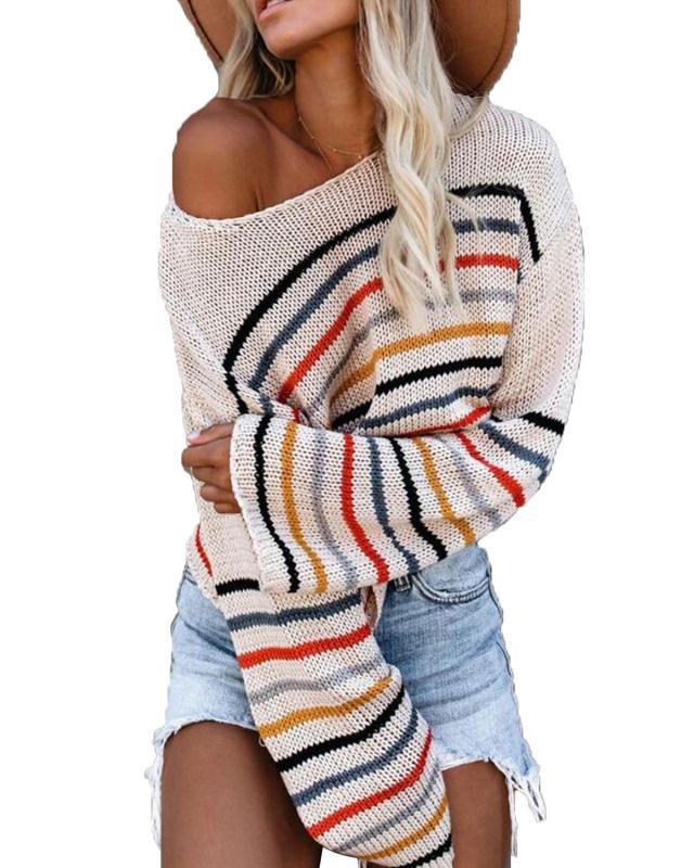 Casual cropped sweater for women with trendy striped pattern Lune London