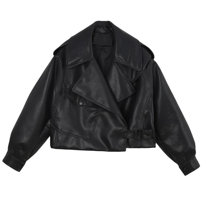 Biker jacket for women with oversized lapels and practical pockets Lune London