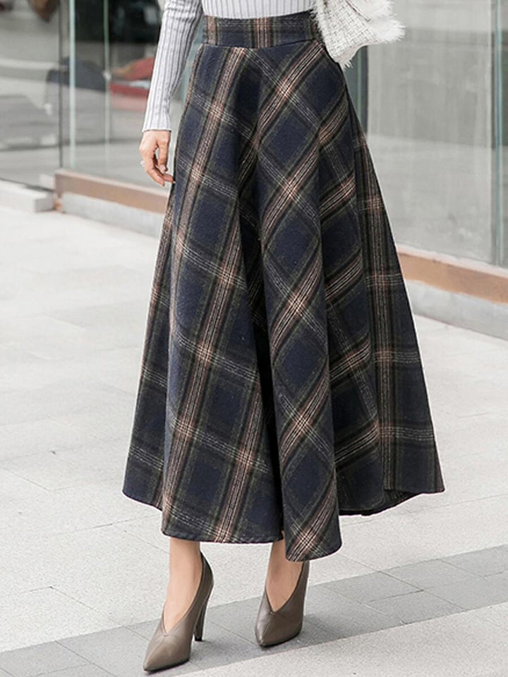 Lune London | Women's Elegant Checkered Skirt Wool Mix