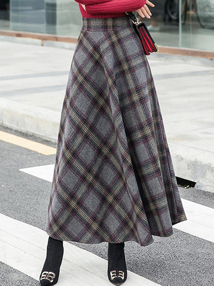 Lune London | Women's Elegant Checkered Skirt Wool Mix