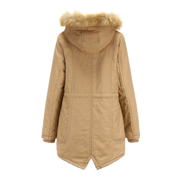 Ladies winter parka with removable hood and faux fur trim Lune London