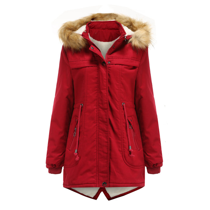 Ladies winter parka with removable hood and faux fur trim Lune London