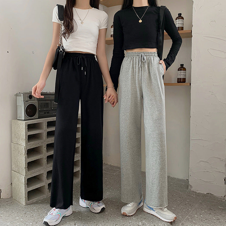 Women's Comfortable Jersey Pants with Elastic Waistband and Wide Cut