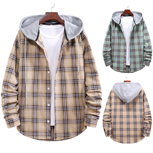 Men's Flannel Shirt Jacket with Integrated Hood Lune London