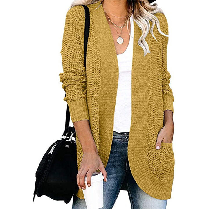 Ladies Casual Knit Vest with Open Front and Practical Pockets Lune London