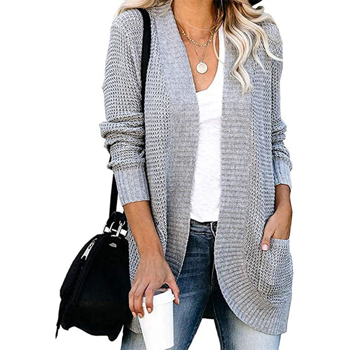 Ladies Casual Knit Vest with Open Front and Practical Pockets Lune London
