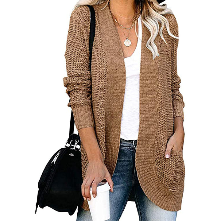 Ladies Casual Knit Vest with Open Front and Practical Pockets Lune London