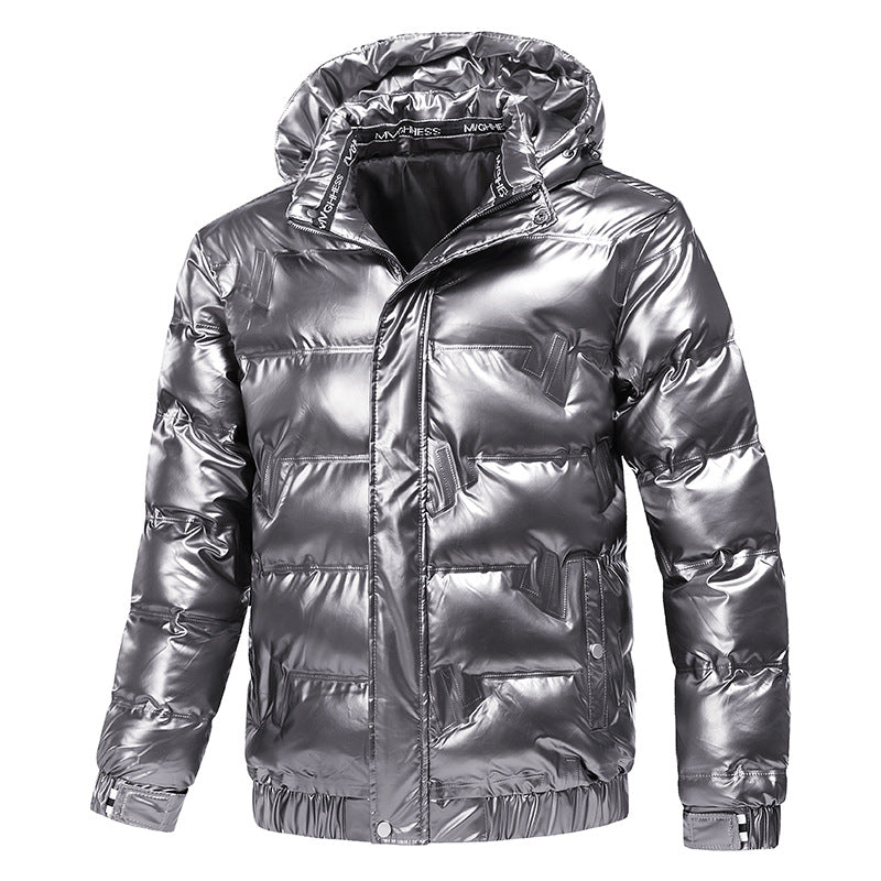 Shiny functional jacket for men with hood and elastic cuffs Lune London