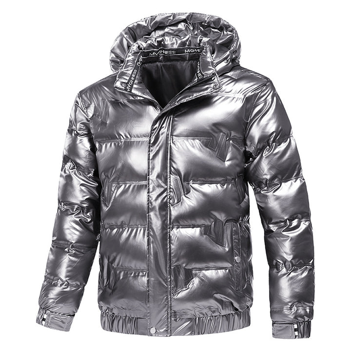 Shiny functional jacket for men with hood and elastic cuffs Lune London