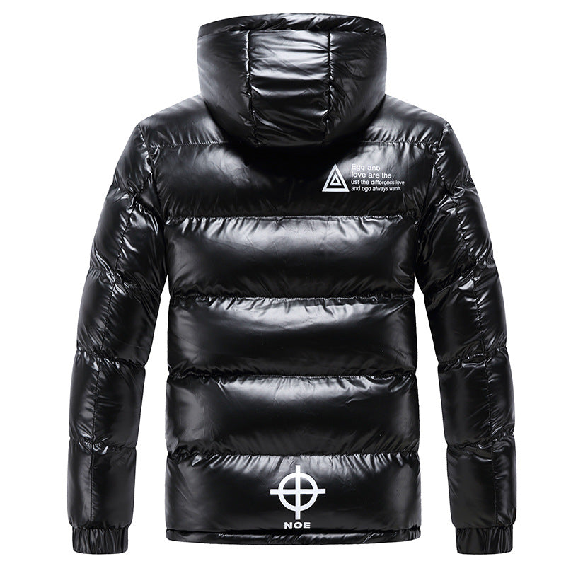Shiny quilted jacket for men with hood Lune London