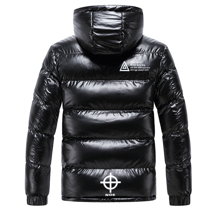 Shiny quilted jacket for men with hood Lune London