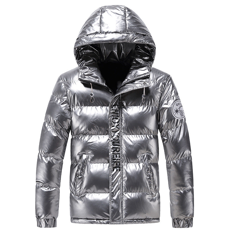 Shiny quilted jacket for men with hood Lune London