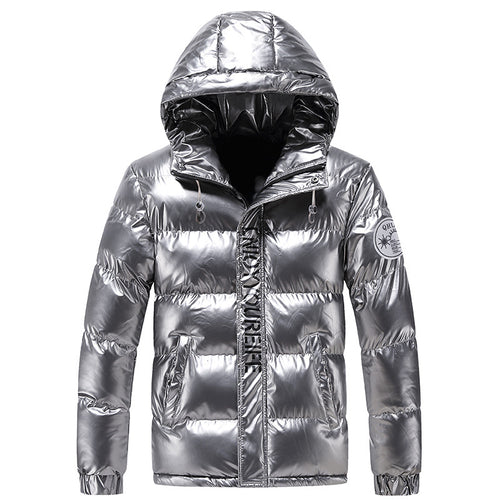 Shiny quilted jacket for men with hood Lune London