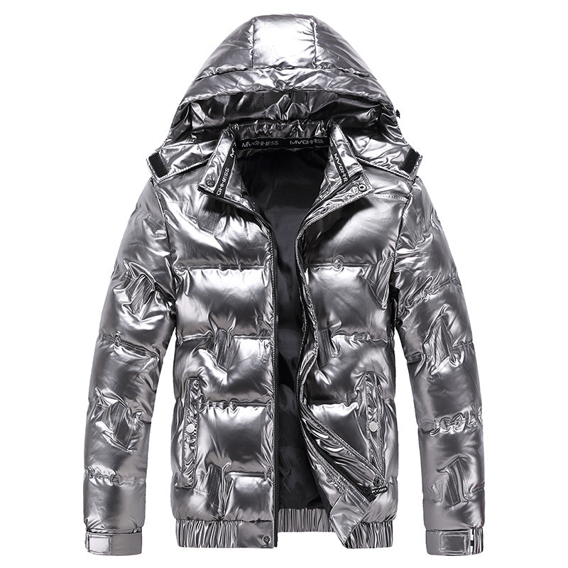 Shiny functional jacket for men with hood and elastic cuffs Lune London