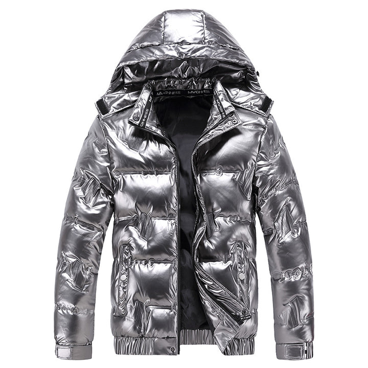 Shiny functional jacket for men with hood and elastic cuffs Lune London