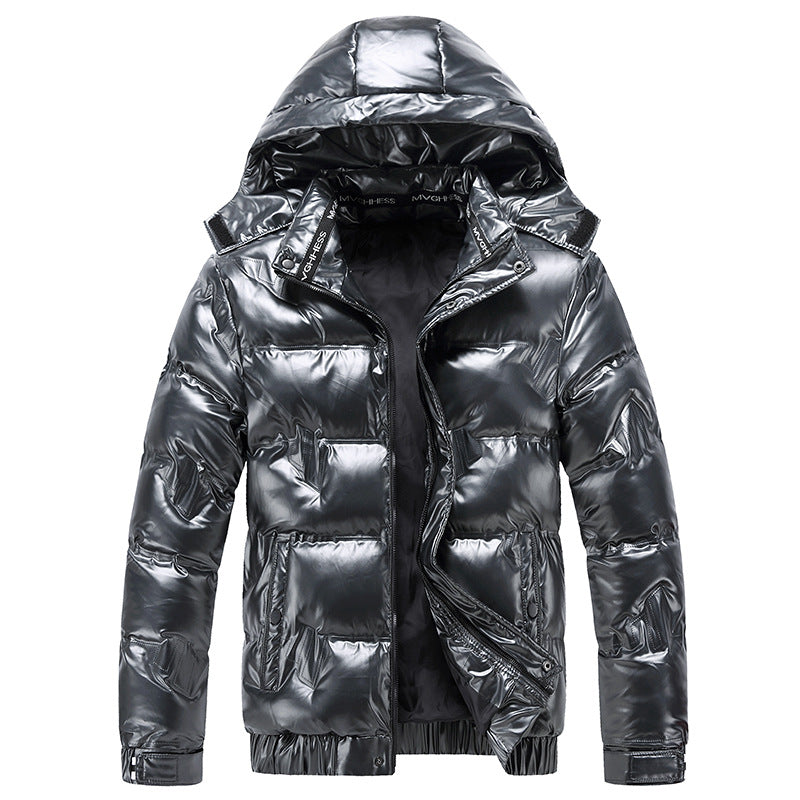 Shiny functional jacket for men with hood and elastic cuffs Lune London