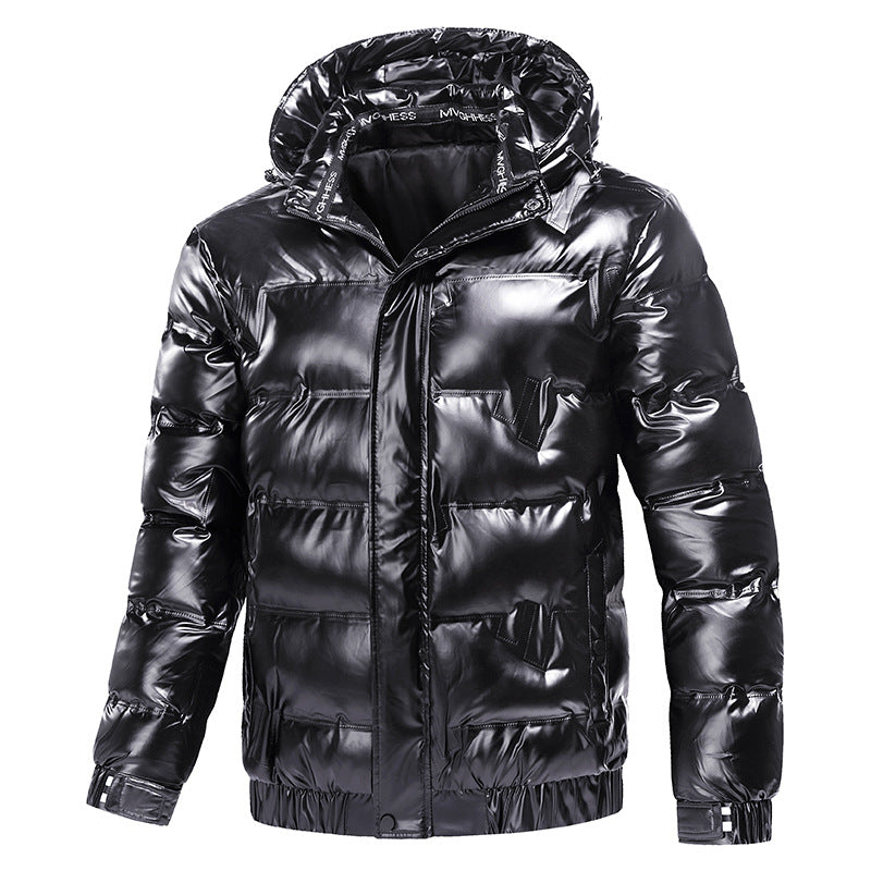 Shiny functional jacket for men with hood and elastic cuffs Lune London