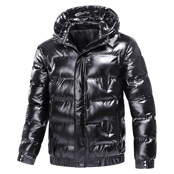 Shiny functional jacket for men with hood and elastic cuffs Lune London