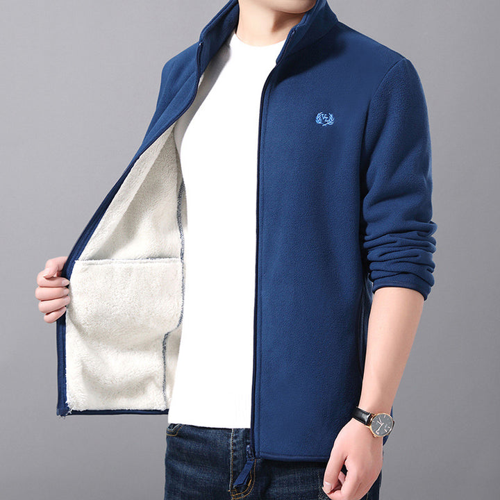 Fleece jacket for men with high collar and practical pockets Lune London