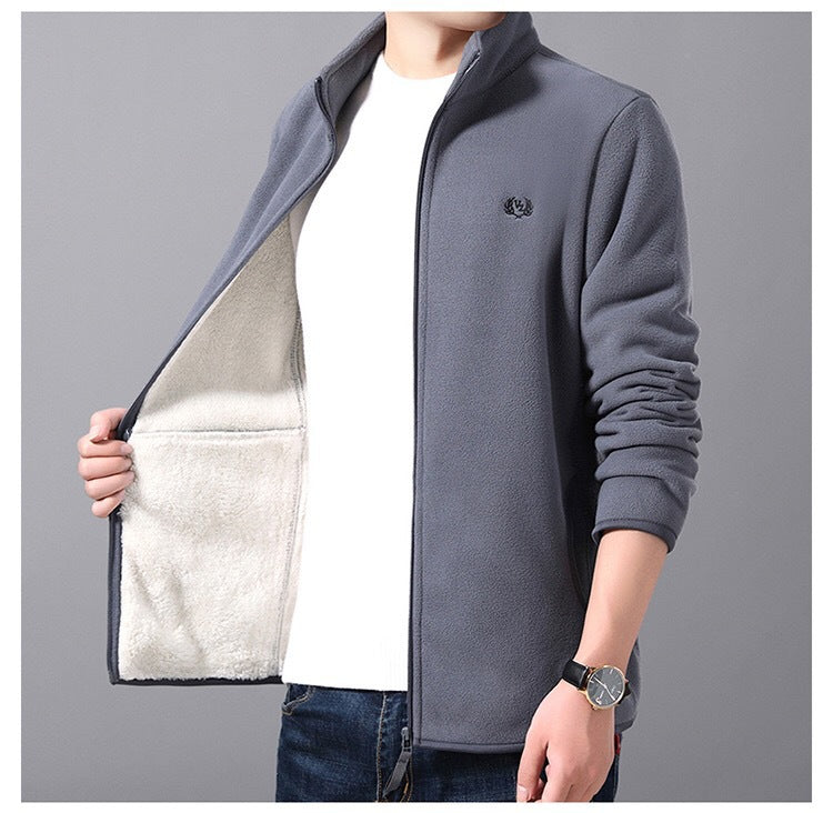 Fleece jacket for men with high collar and practical pockets Lune London
