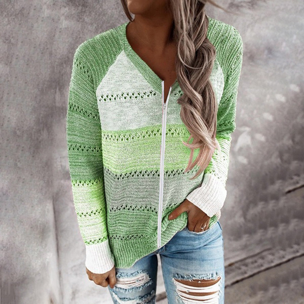 Pullover en tricot pour femme avec zip et détails en côtes aérées Chic & Stil