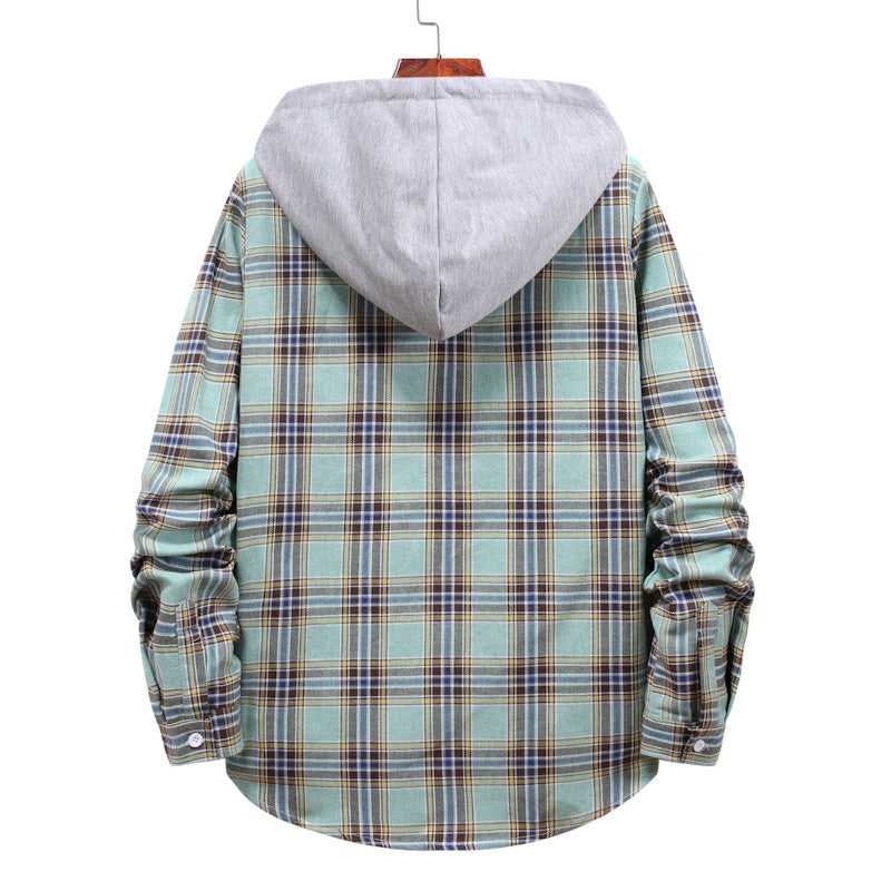 Men's Flannel Shirt Jacket with Integrated Hood Lune London